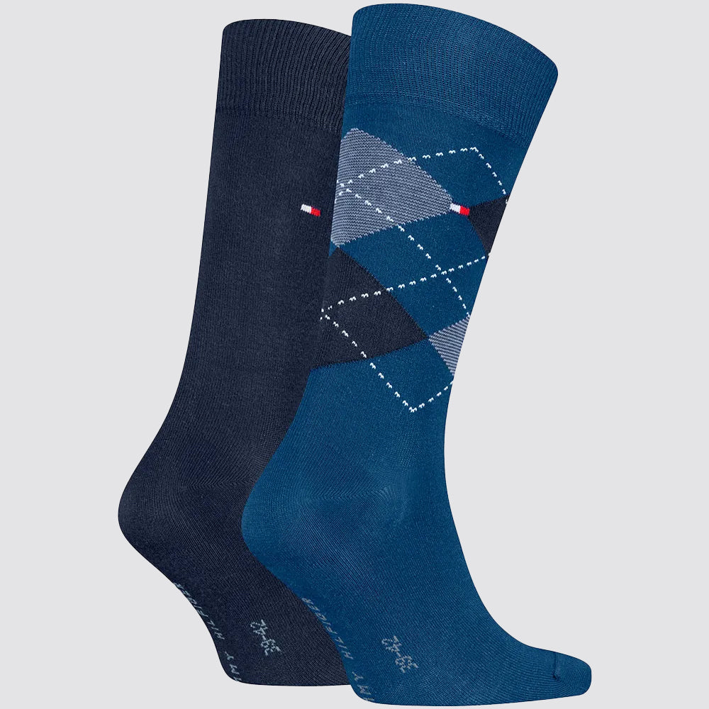 2 paia calze argyle a quadri uomo tommy hilfiger