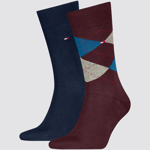2 paia calze argyle a quadri uomo tommy hilfiger