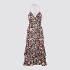 Abito donna floreale halterneck con balza