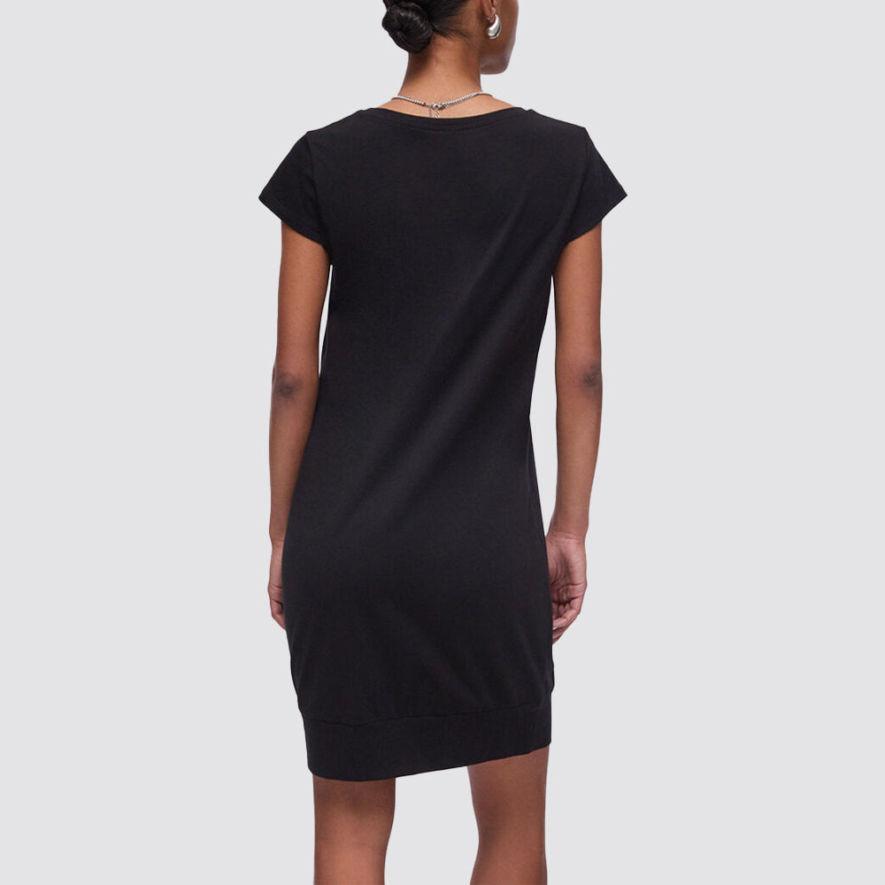 Abito donna manica corta maxi logo in jersey di cotone