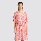 Abito donna manica corta scollo a v con coulisse