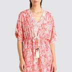Abito donna manica corta scollo a v con coulisse