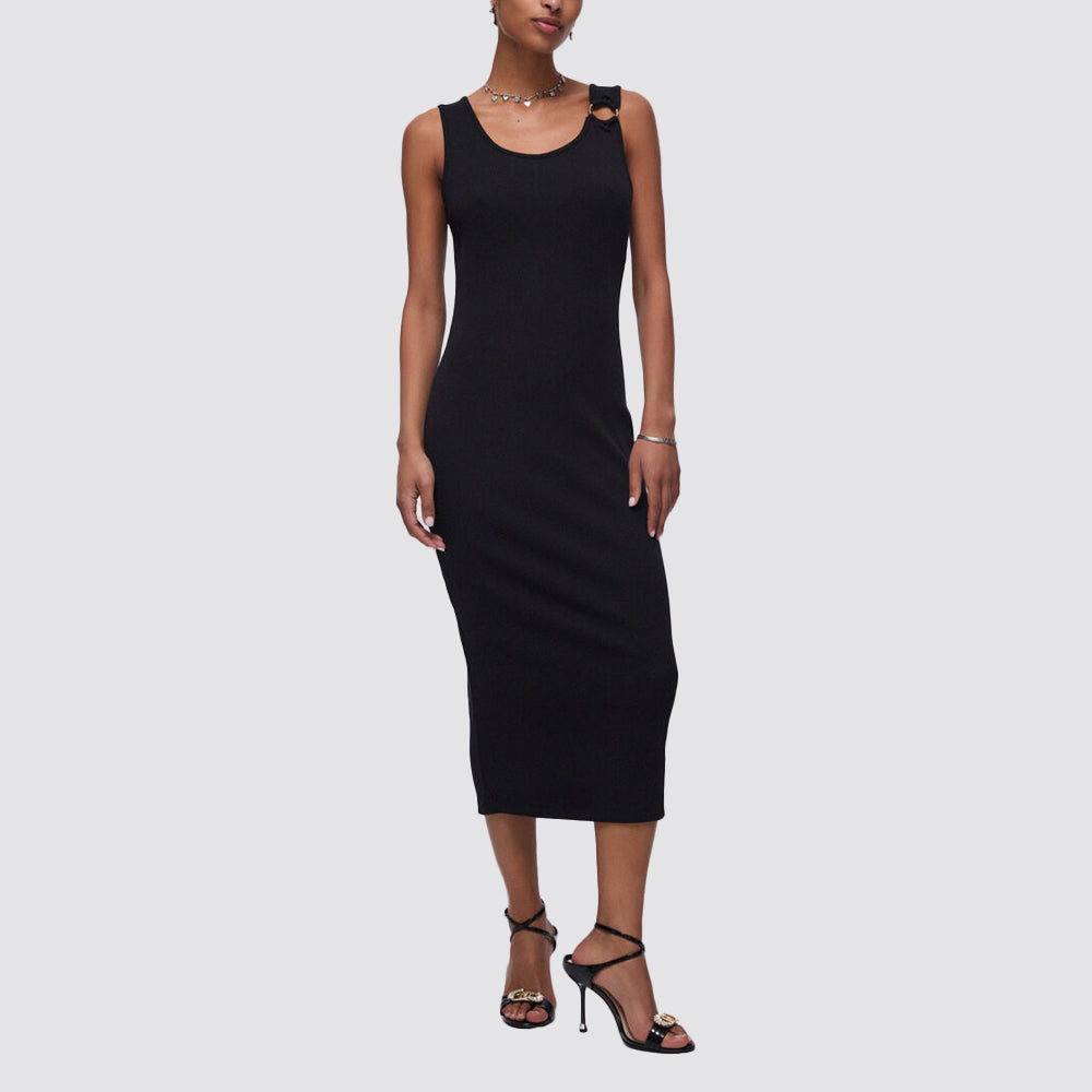 Abito donna midi in jersey a coste con anello