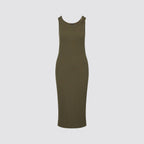 Abito donna midi in jersey a coste con anello
