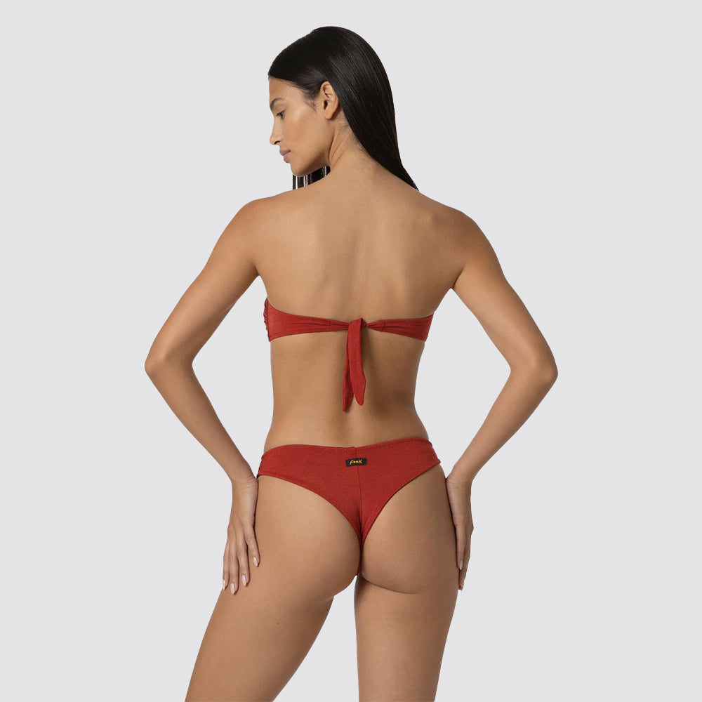 Bikini donna fascia a v con ferretto e slip americano fisso