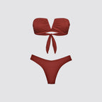 Bikini donna fascia a v con ferretto e slip americano fisso