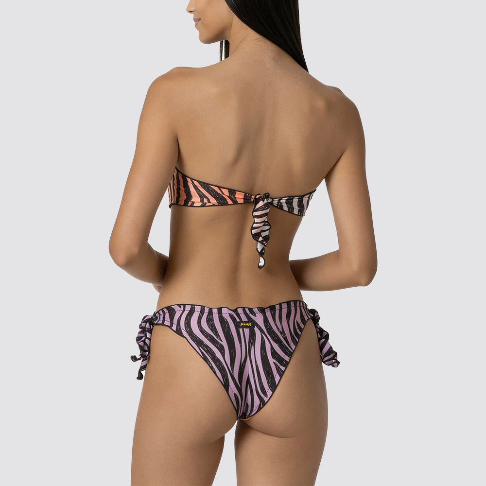 Bikini donna fascia con slip regolabile fantasia