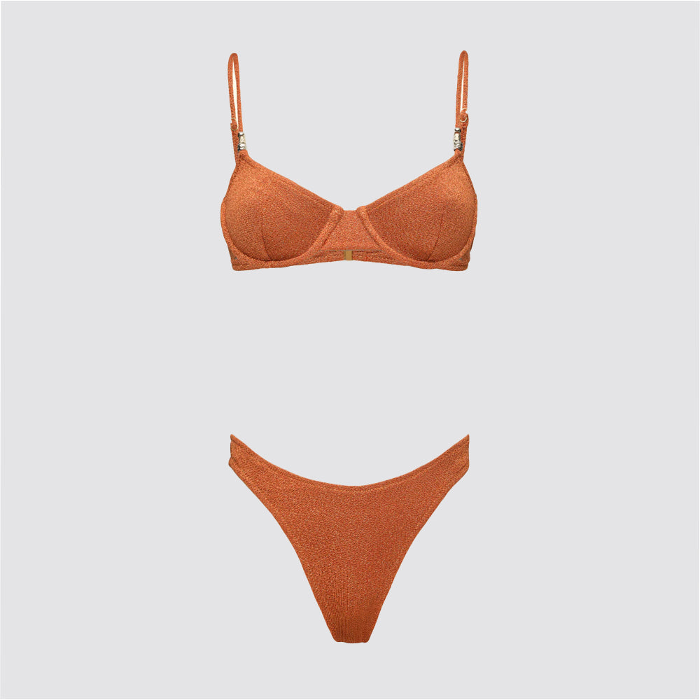 Bikini donna reggiseno con ferretto e slip americano fisso