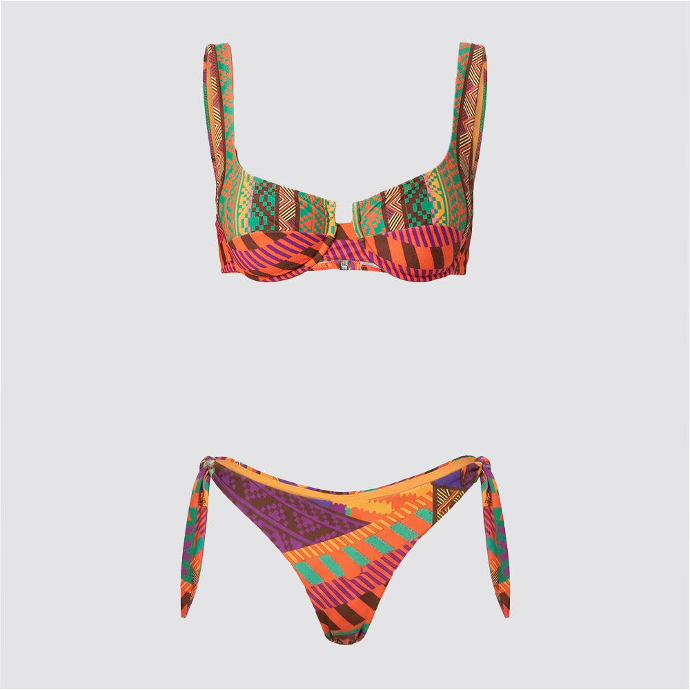 Bikini donna reggiseno con ferretto e slip regolabile