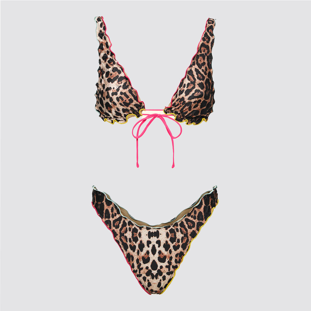 Bikini donna triangolo alto con slip americano