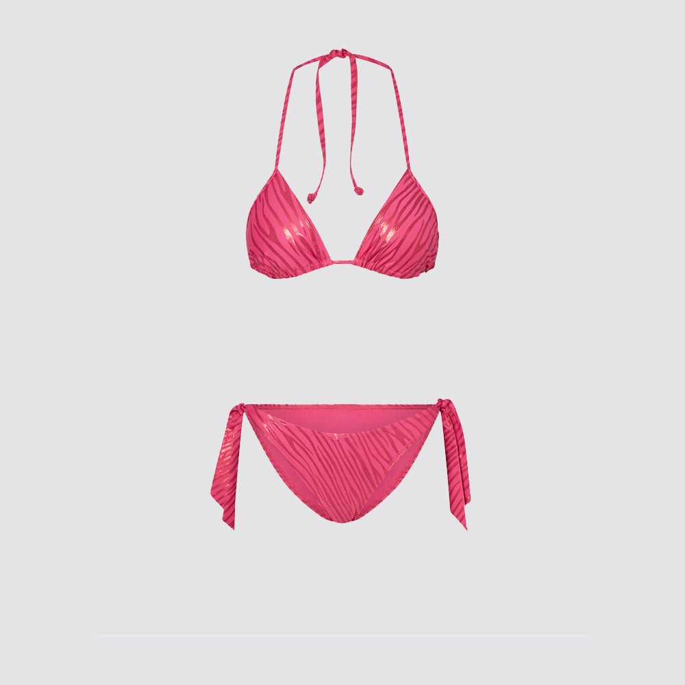 Bikini donna triangolo e slip con laccetti zebra