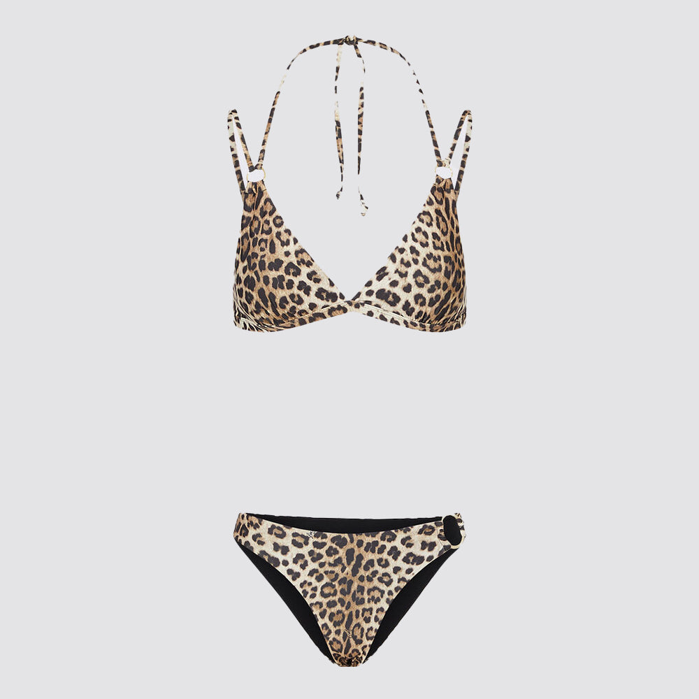 Bikini donna triangolo e slip con stampa animalier