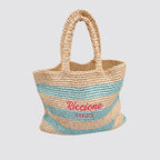 Borsa da spiaggia donna intrecciata a righe capiente