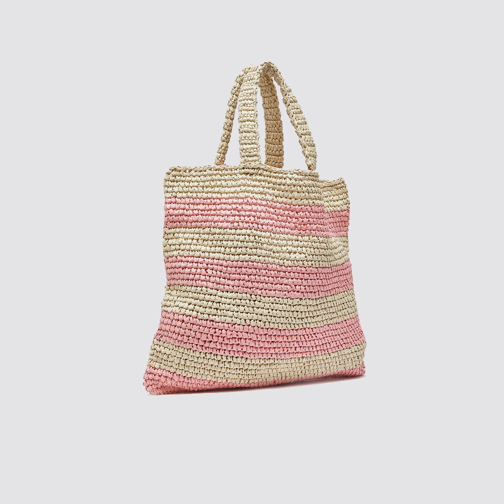 Borsa da spiaggia donna intrecciata a righe capiente