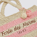 Borsa da spiaggia donna intrecciata a righe capiente
