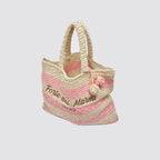 Borsa da spiaggia donna intrecciata a righe capiente