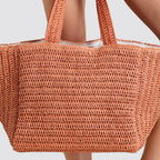 Borsa mare donna in paglia con zip