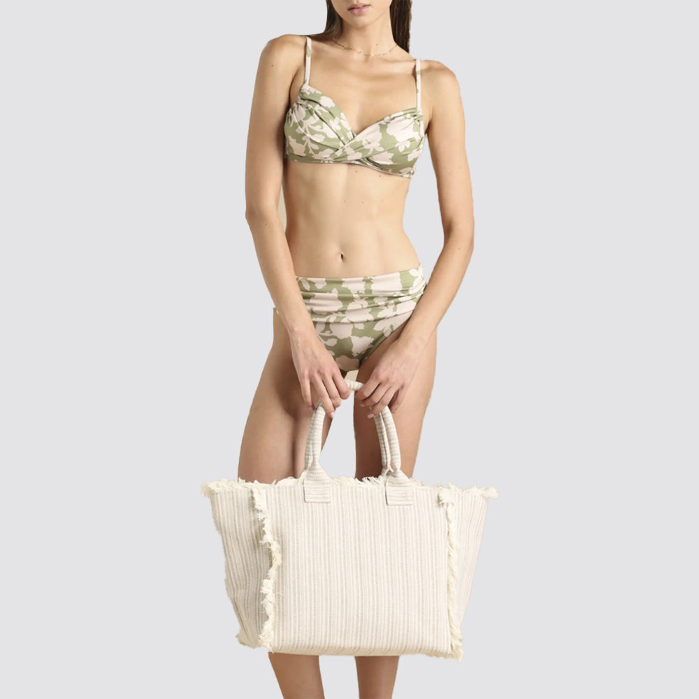 Borsa mare donna rigata con zip