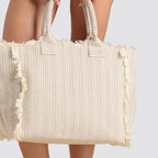 Borsa mare donna rigata con zip