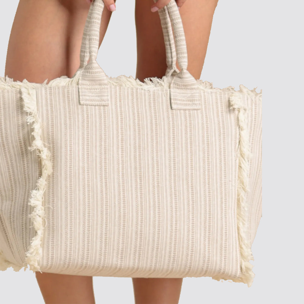 Borsa mare donna rigata con zip