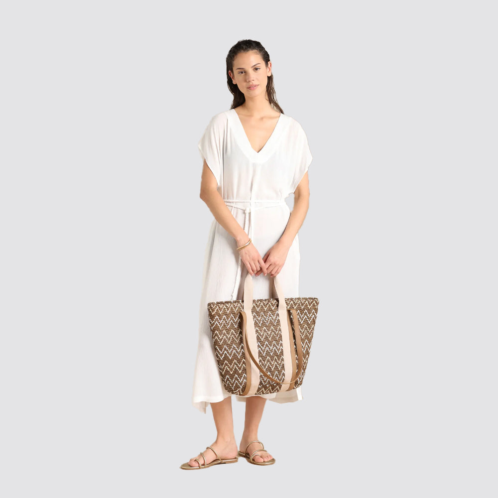Borsa mare donna zig zag con zip