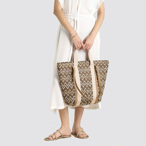 Borsa mare donna zig zag con zip