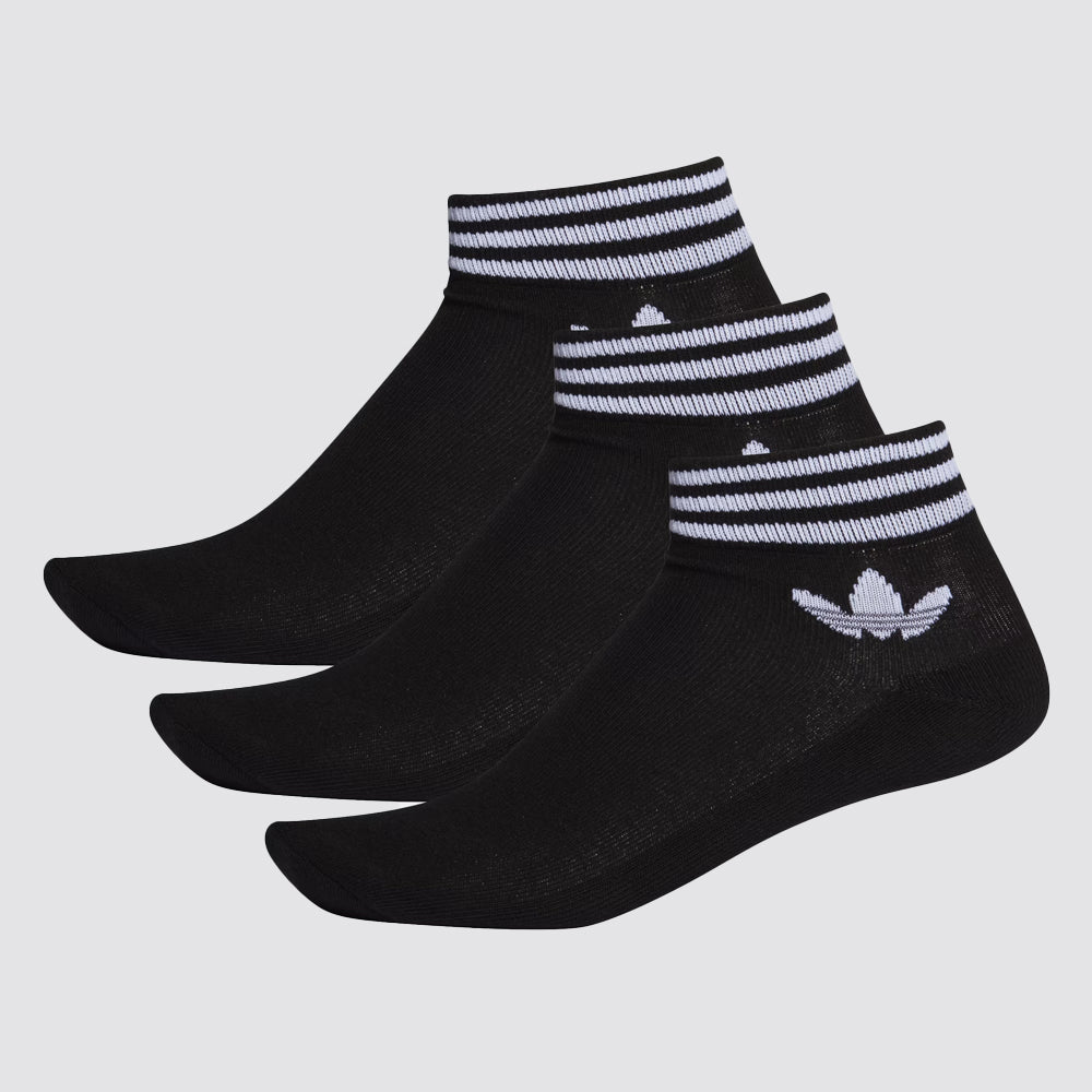 Calzini unisex 3 paia neri bianchi logo trefoil