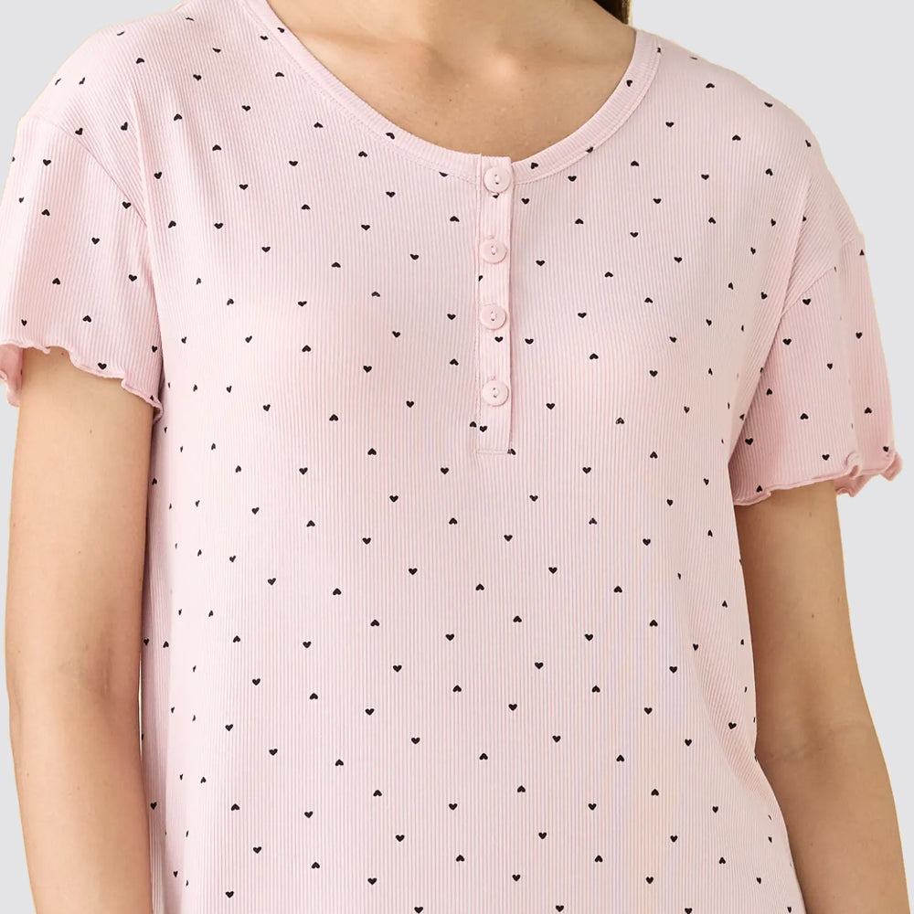 Camicia da notte donna manica corta con 4 bottoni