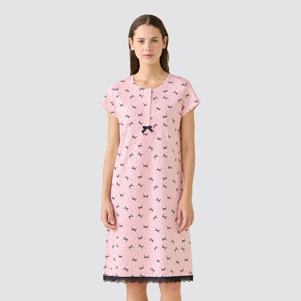 Camicia da notte donna manica corta con 5 bottoni