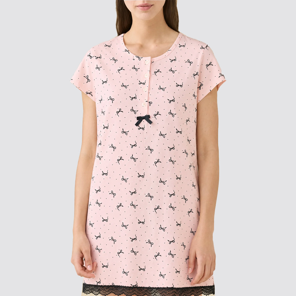Camicia da notte donna manica corta con 5 bottoni