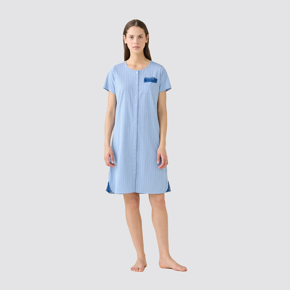 Camicia da notte donna manica corta in jersey di cotone
