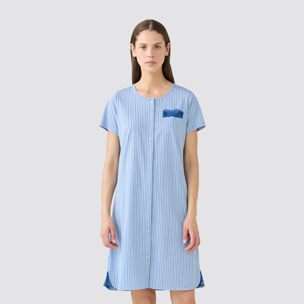 Camicia da notte donna manica corta in jersey di cotone