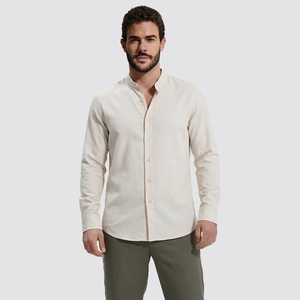 Camicia uomo f**k coreana lino viscosa regular