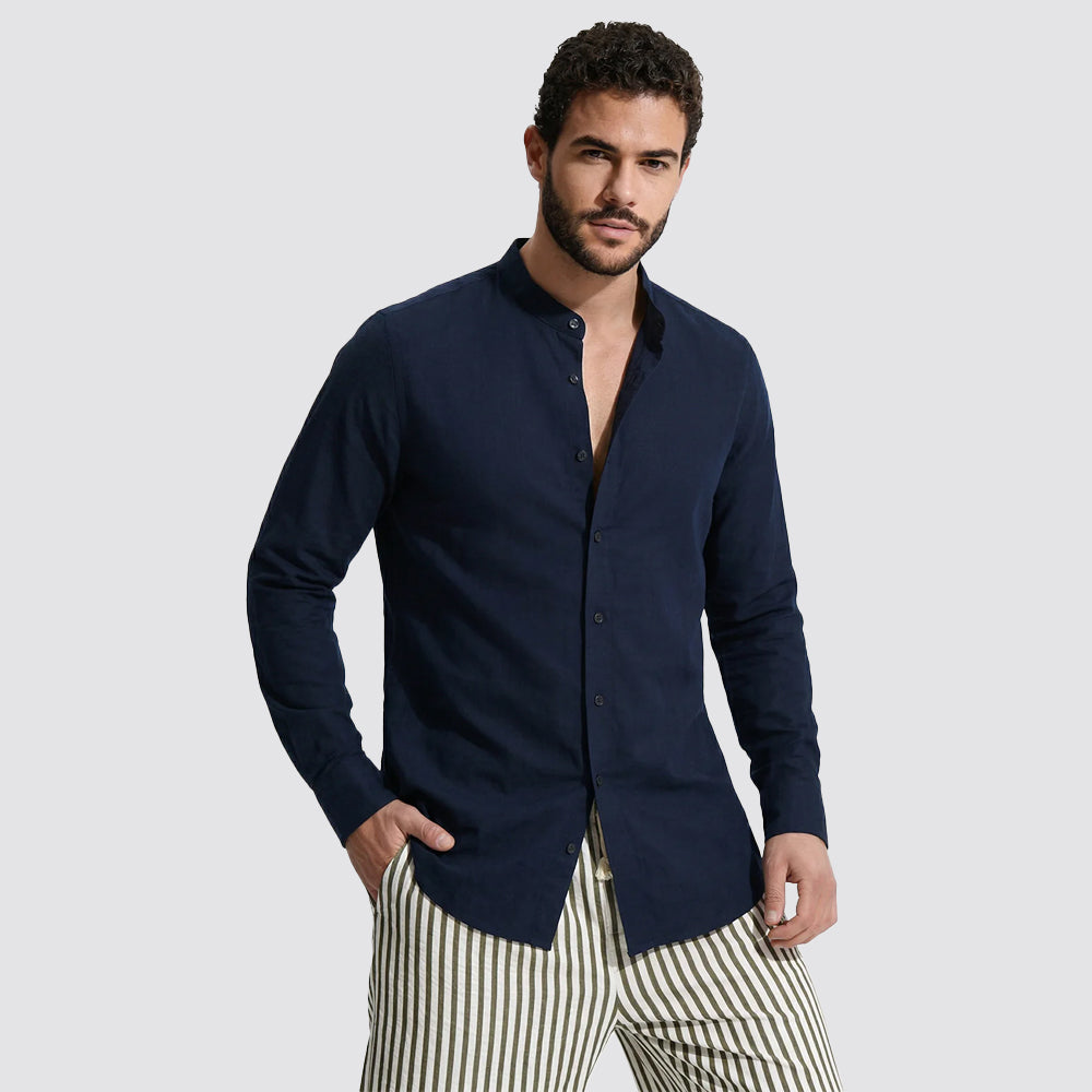 Camicia uomo f**k coreana lino viscosa regular