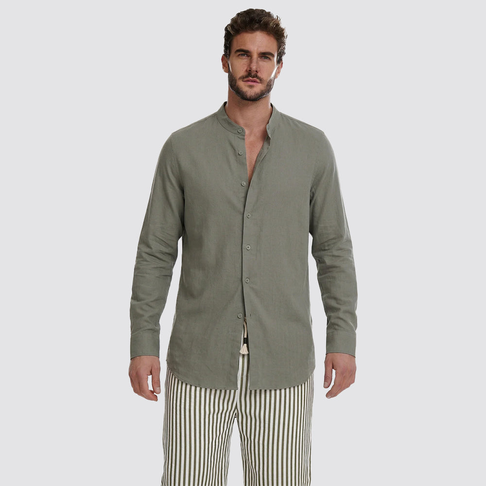 Camicia uomo f**k coreana lino viscosa regular