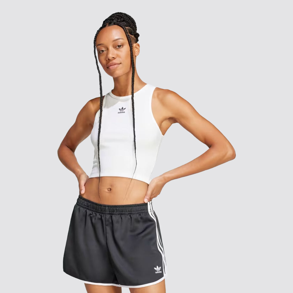 Canotta donna a costine slim fit logo