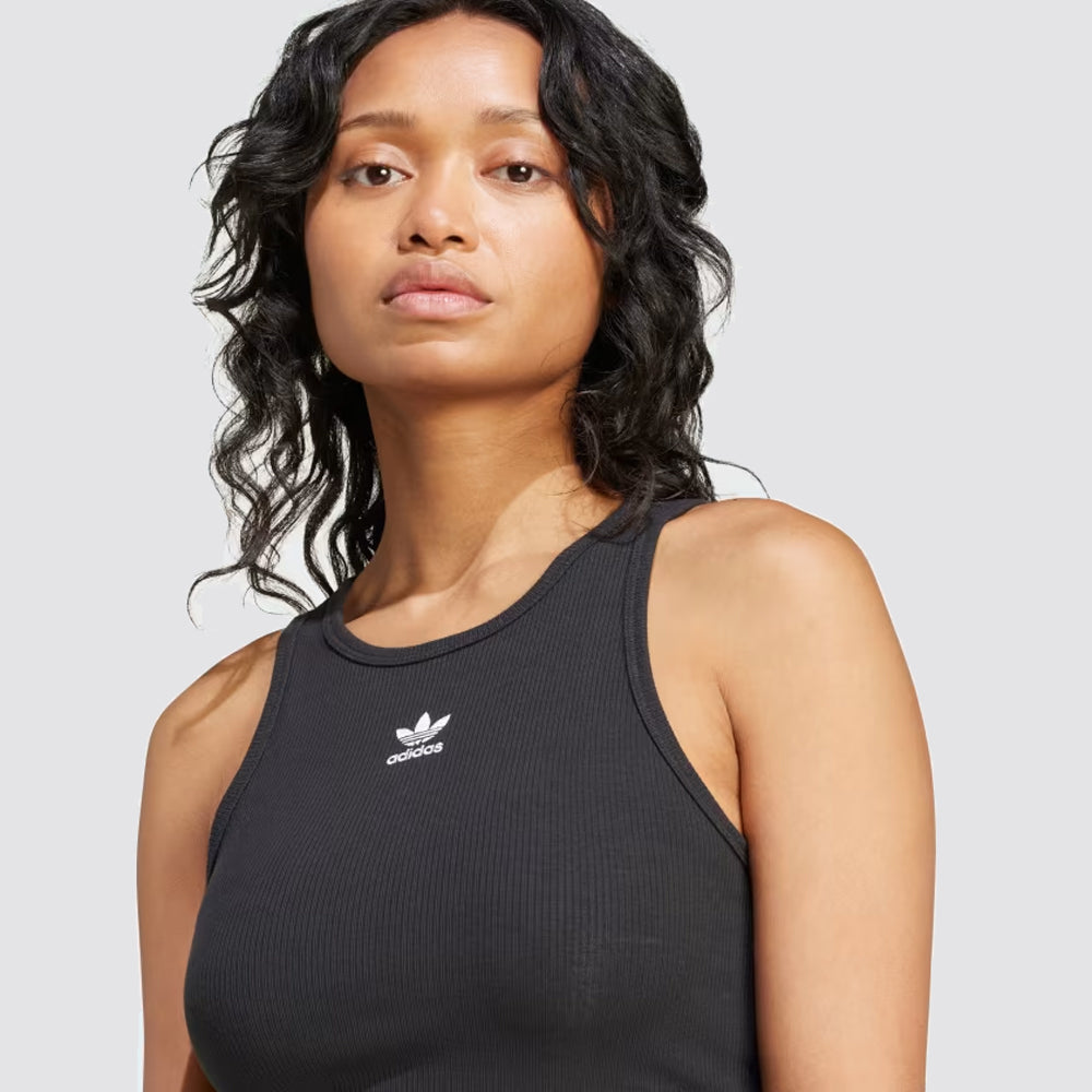 Canotta donna a costine slim fit logo