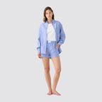 Completo donna 3 pezzi cotone camicia top e pantalone corto