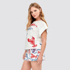 Completo donna t-shirt e shorts bianco - homewear donna