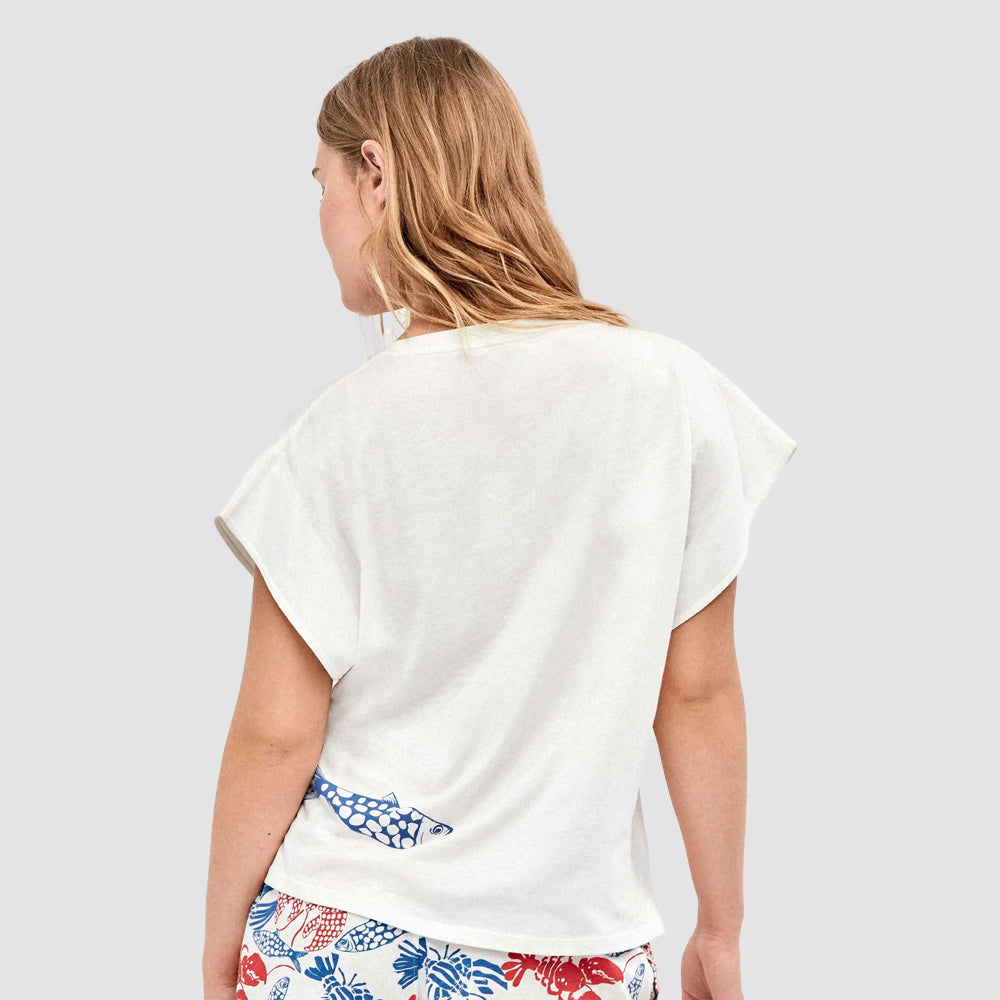 Completo donna t-shirt e shorts bianco - homewear donna