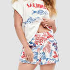 Completo donna t-shirt e shorts bianco - homewear donna