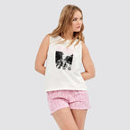Completo donna t-shirt e shorts bianco - homewear donna