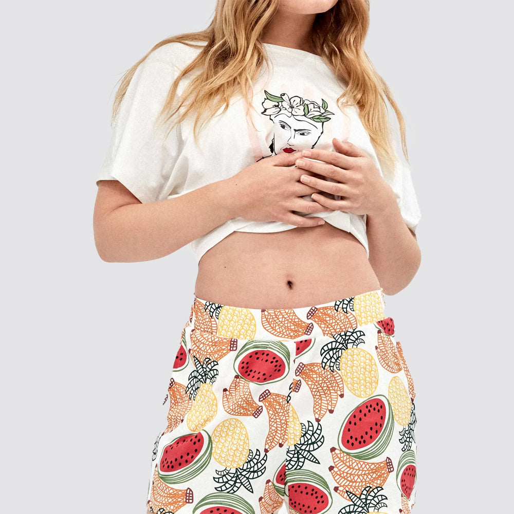 Completo donna t-shirt e shorts bianco - homewear donna