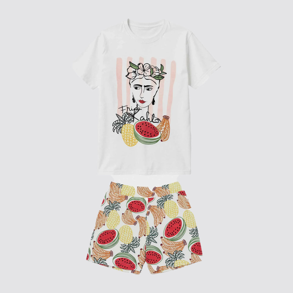 Completo donna t-shirt e shorts bianco - homewear donna