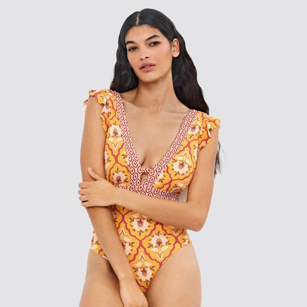 Costume intero donna con coppa fissa fantasia