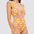 Costume intero donna con coppa fissa fantasia