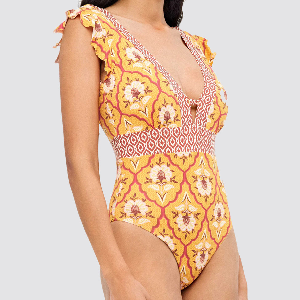 Costume intero donna con coppa fissa fantasia