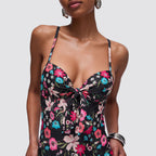Costume intero donna push up con fiocco