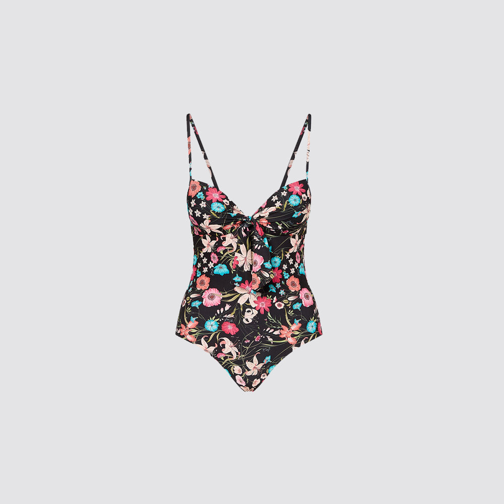 Costume intero donna push up con fiocco