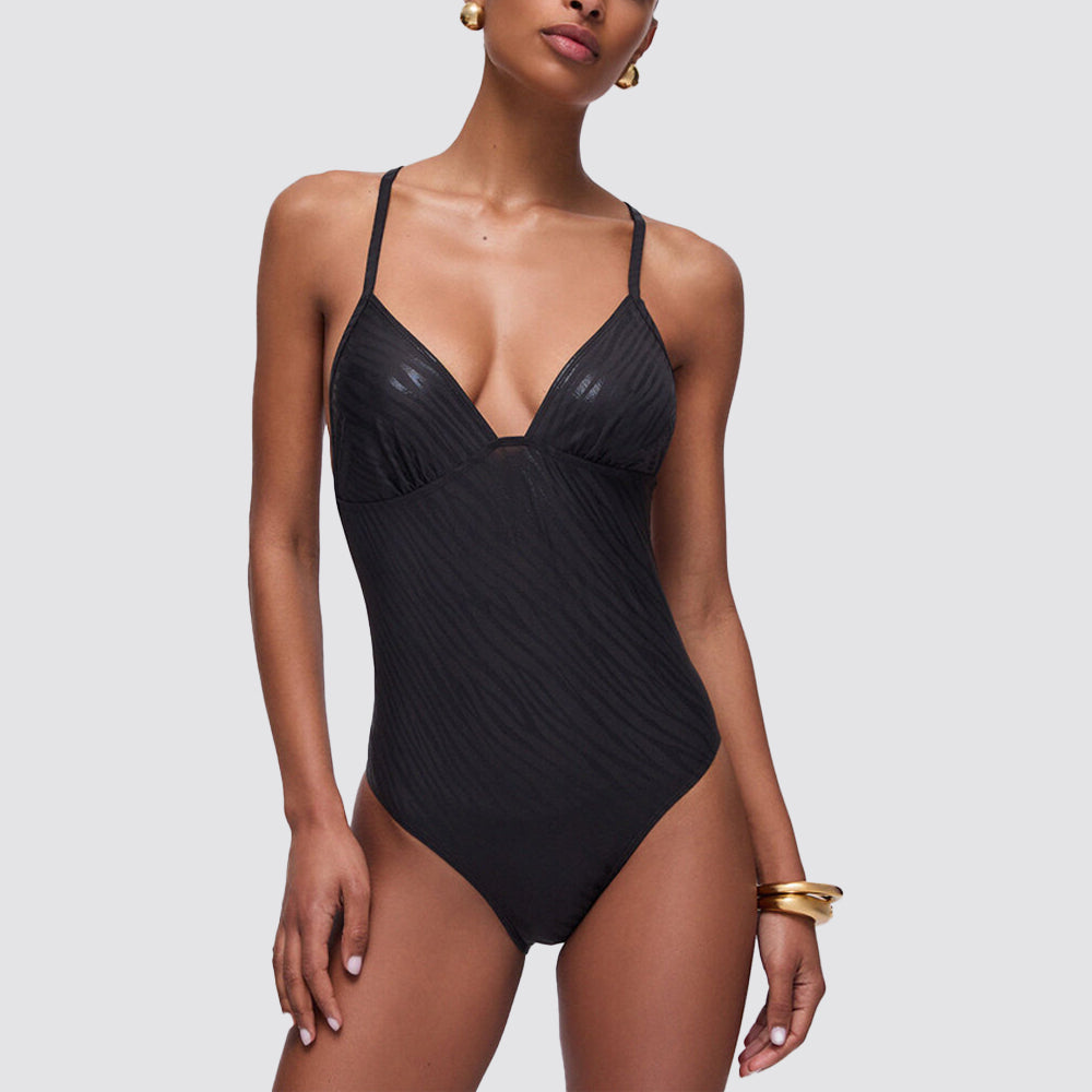 Costume intero donna stampa zebra con laccetti